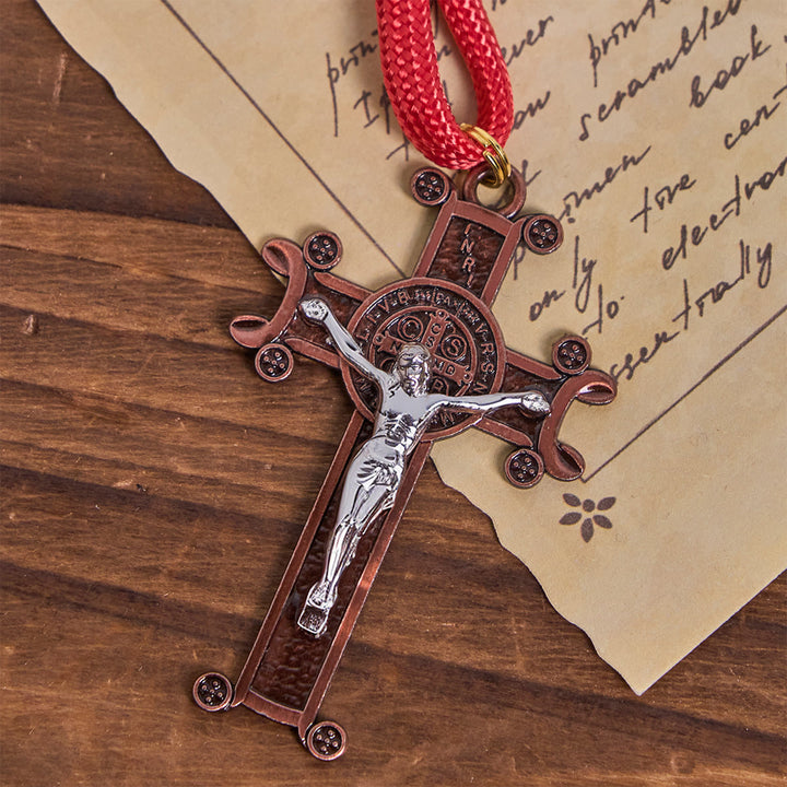 Christianartworkshop Golden Glory Beads Red Paracord Rosary with St. Benedict  - image 5