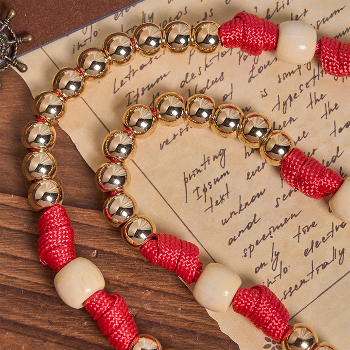 Christianartworkshop Golden Glory Beads Red Paracord Rosary with St. Benedict  - image 7