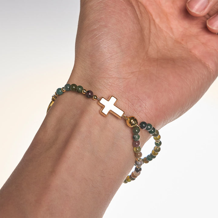 Christianartworkshop Handmade Earth Tone Rosary Bracelets with Cross & St. Benedict Charm - image 2