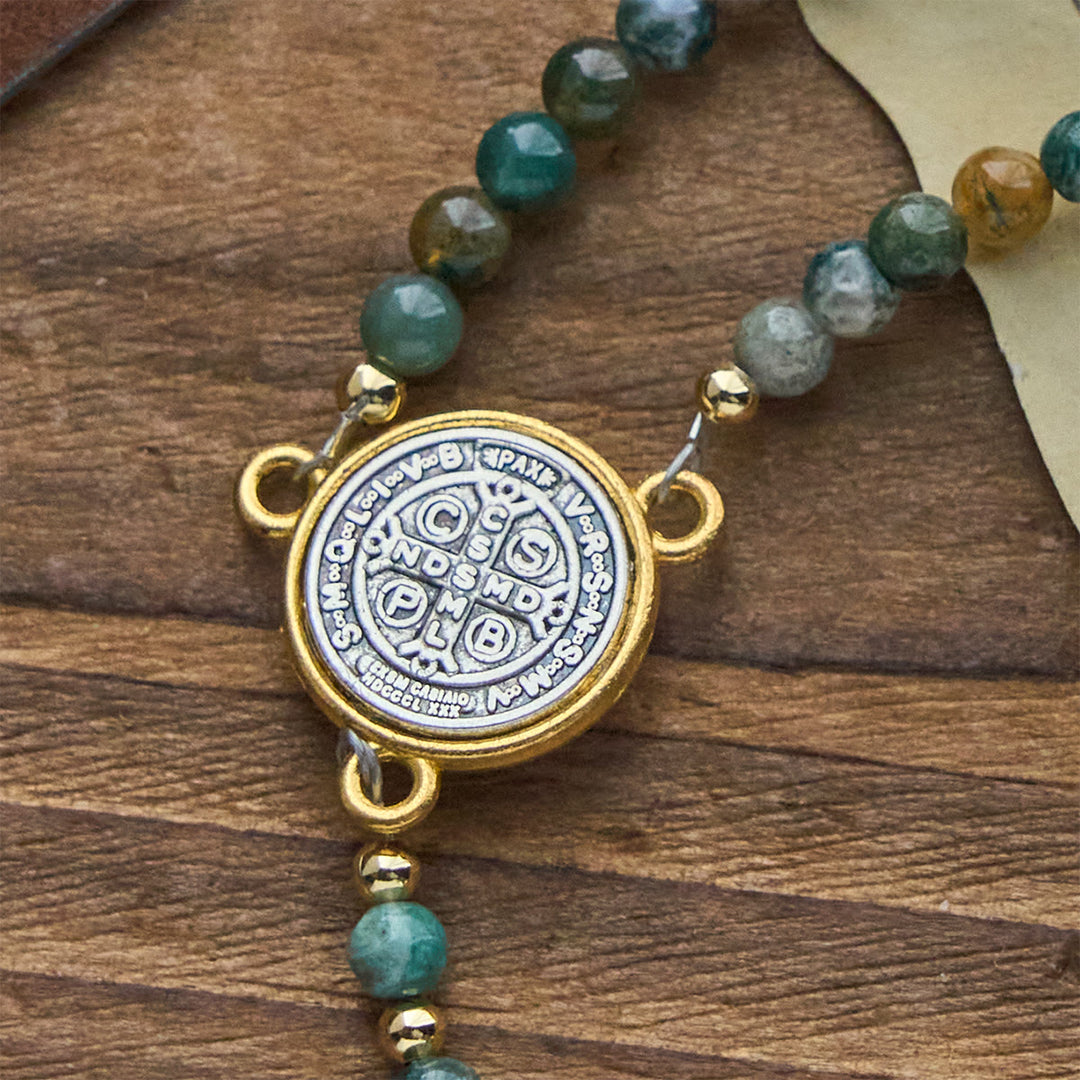 Christianartworkshop Handmade Earth Tone Rosary Bracelets with Cross & St. Benedict Charm - image 6