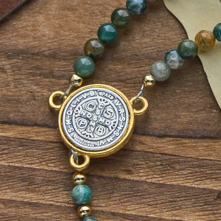 Christianartworkshop Handmade Earth Tone Rosary Bracelets with Cross & St. Benedict Charm - image 6