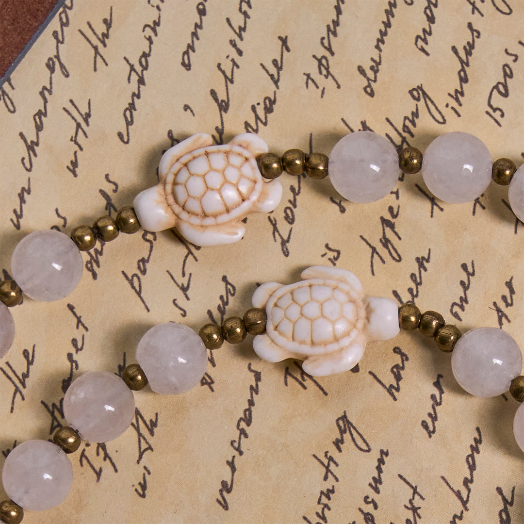 Christianartworkshop Sacred Memorial White Quartz and Sacred Turtle Prayer Animal Rosary - image 8