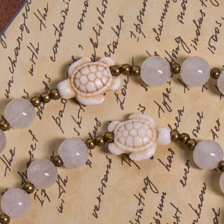 Christianartworkshop Sacred Memorial White Quartz and Sacred Turtle Prayer Animal Rosary - image 8