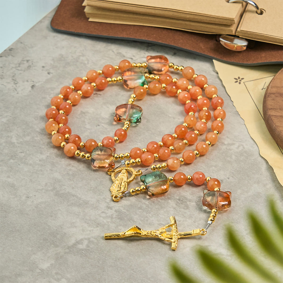 Christianartworkshop Orange Tabby Cat Blessing with Carnelian Beads Prayer Animal Rosary - image 3