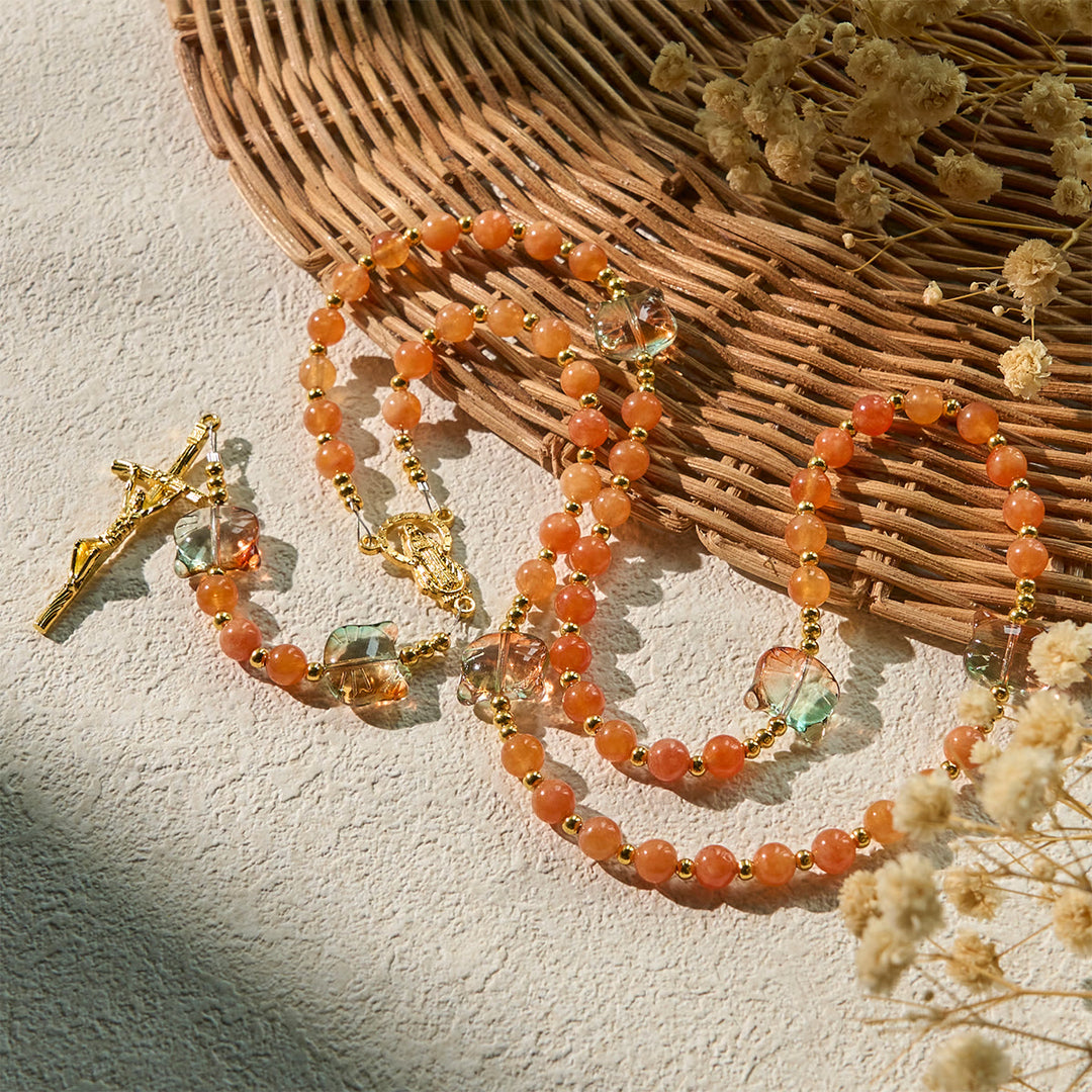 Christianartworkshop Orange Tabby Cat Blessing with Carnelian Beads Prayer Animal Rosary - image 2