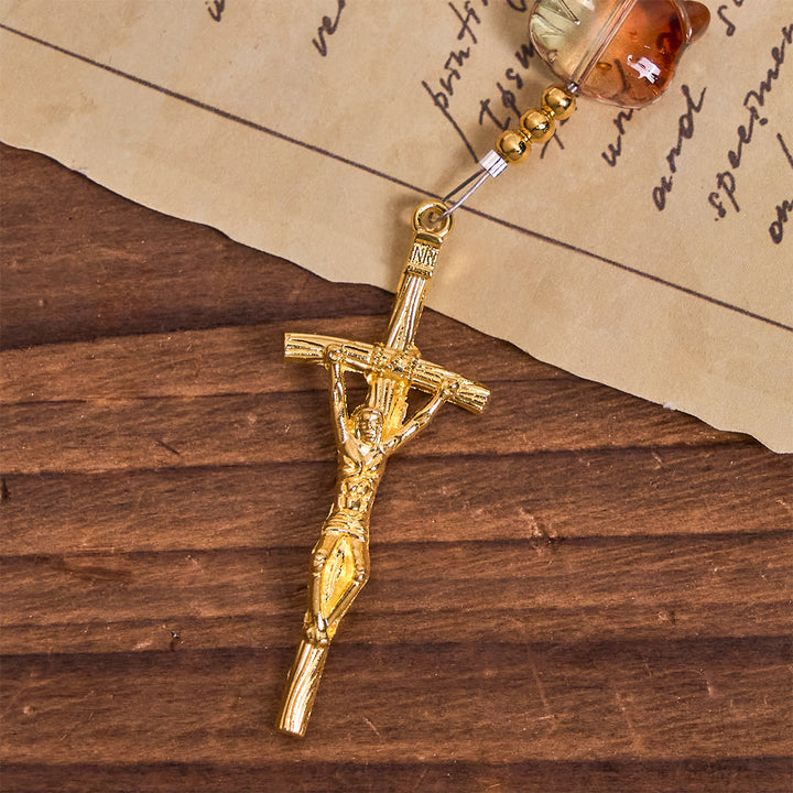 Christianartworkshop Orange Tabby Cat Blessing with Carnelian Beads Prayer Animal Rosary - image 8