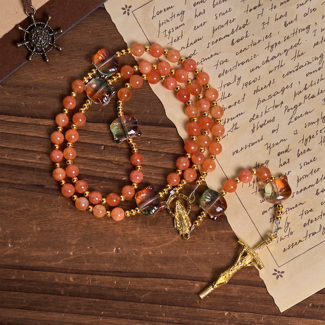 Christianartworkshop Orange Tabby Cat Blessing with Carnelian Beads Prayer Animal Rosary - image 5