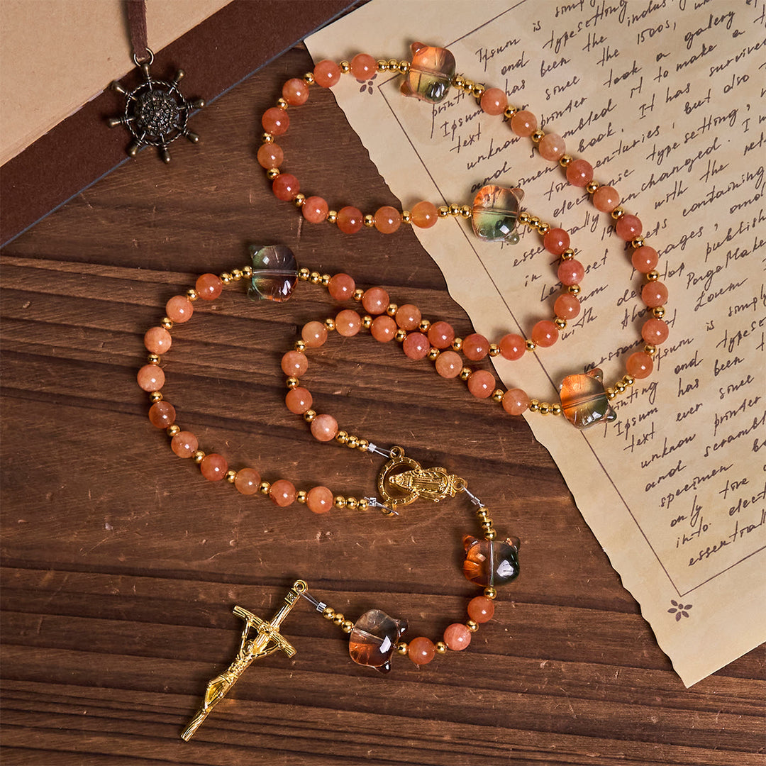 Christianartworkshop Orange Tabby Cat Blessing with Carnelian Beads Prayer Animal Rosary - image 4
