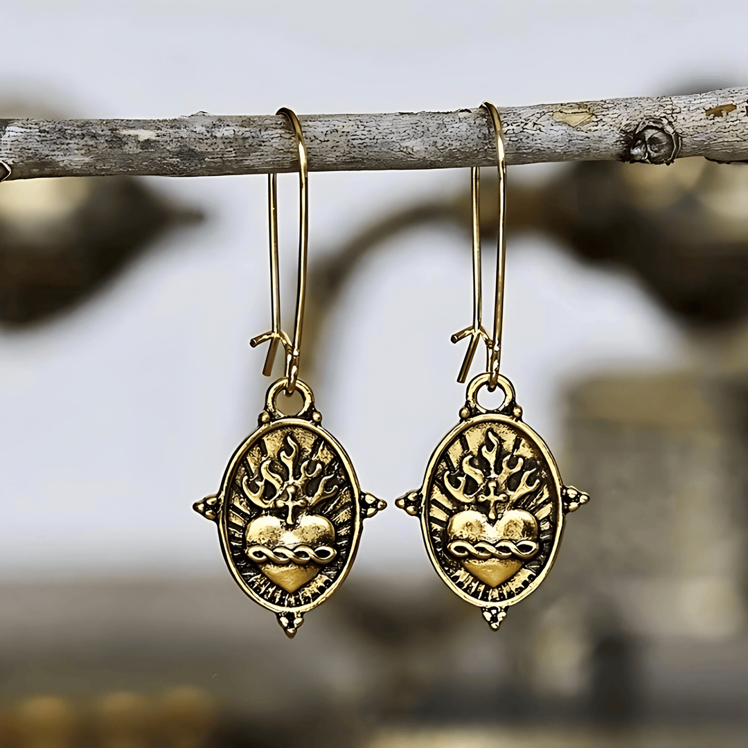 Christianartworkshop Vintage Style Sacred Heart Dangle Earrings: Faith & Devotion Jewelry - Sacred Heart - image 0