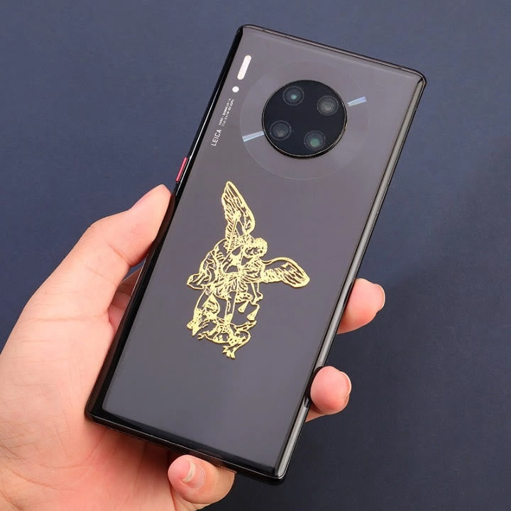Christianartworkshop Golden Saint Sticker for Phone: Multiple Holy Figures Available - Saint Michael the Archangel - image 1
