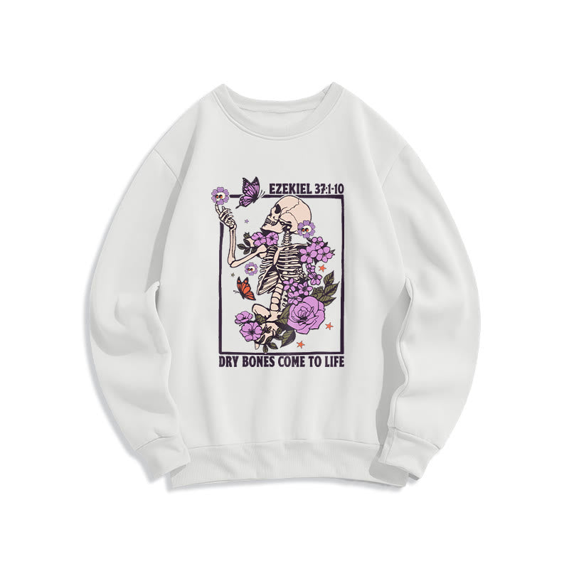 Christianartworkshop Dry Bones Rise in Faith Fleece Lined Polyester Sweatshirt - White - 2XL - image 1