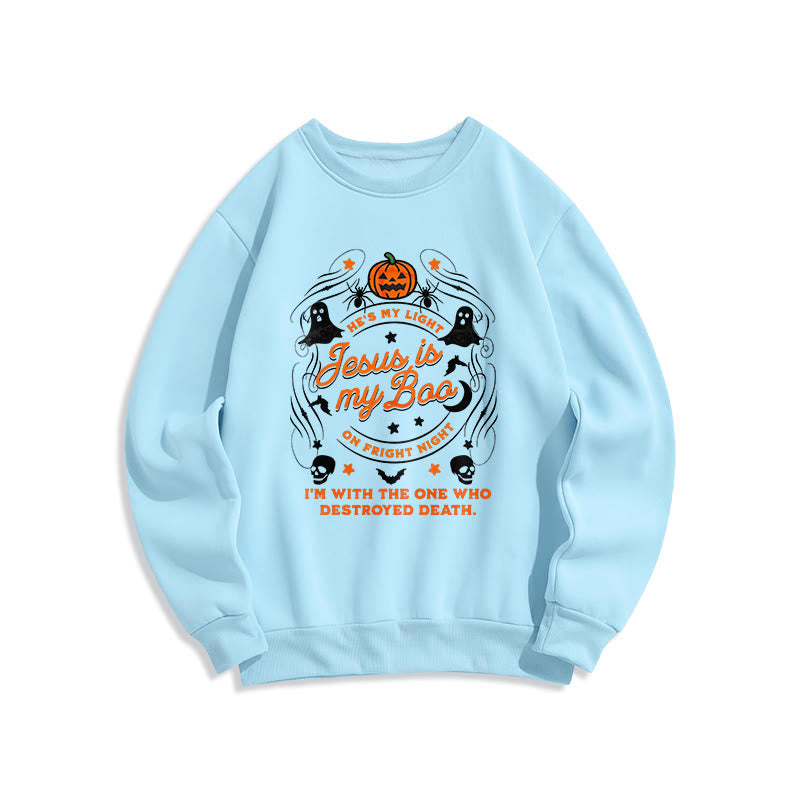 Christianartworkshop Jesus is My Boo with Holy Ghost Style Fleece Lined Polyester Sweatshirt - Blue - 2XL - image 3