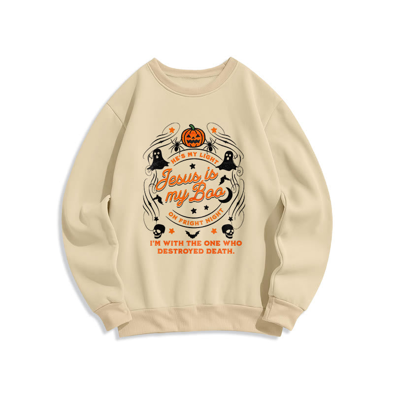 Christianartworkshop Jesus is My Boo with Holy Ghost Style Fleece Lined Polyester Sweatshirt - Beige - 2XL - image 2