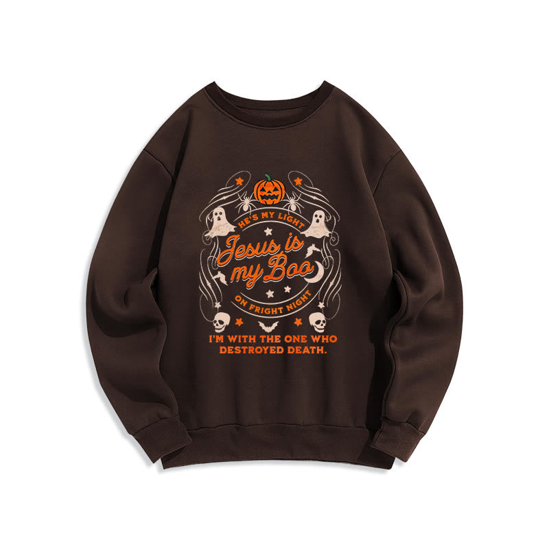 Christianartworkshop Jesus is My Boo with Holy Ghost Style Fleece Lined Polyester Sweatshirt - Brown - 2XL - image 6