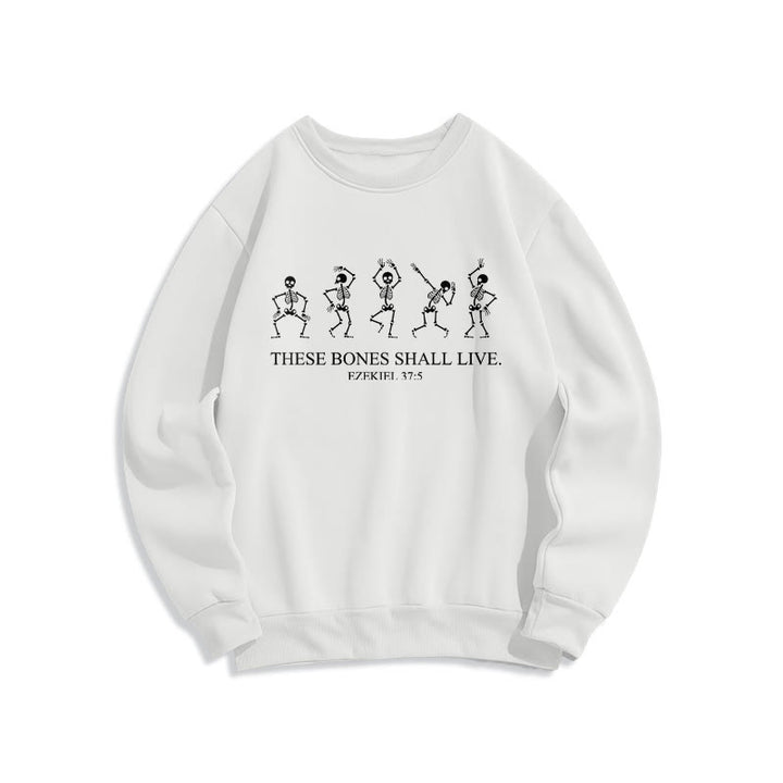 Christianartworkshop These Bones Shall Live Dance of Faith Fleece Lined Polyester Sweatshirt - White - 2XL - image 0