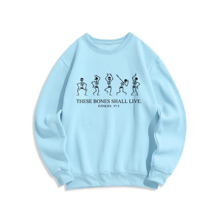 Christianartworkshop These Bones Shall Live Dance of Faith Fleece Lined Polyester Sweatshirt - Blue - 2XL - image 4