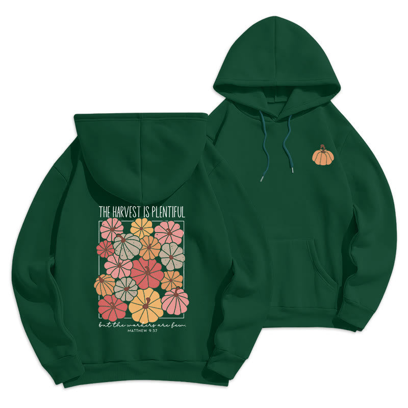 Christianartworkshop Harvest Grace in Every Pumpkin Fleece Lined Polyester Hoodie - Green - 2XL - image 5