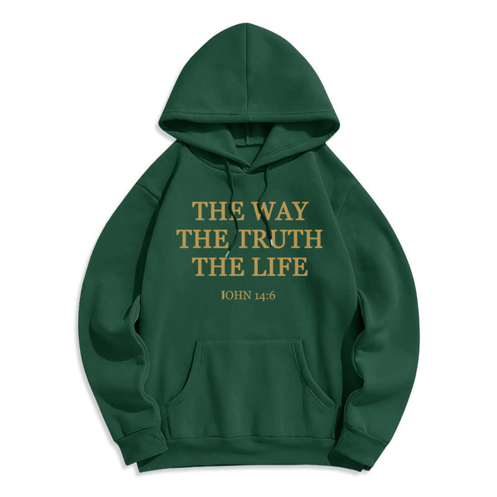 Christianartworkshop The Way The Truth The Life Scripture Fleece Lined Polyester Hoodie - Green - 2XL - image 4