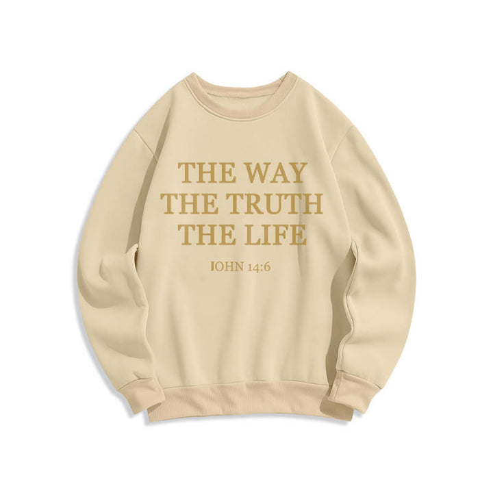 Christianartworkshop The Way The Truth The Life Scripture Fleece Lined Polyester Sweatshirt - Beige - 2XL - image 3