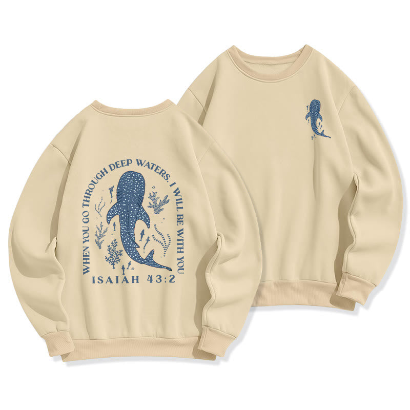 Christianartworkshop Modern Colored Style Faith Beneath the Waves Fleece Lined Polyester Sweatshirt - Beige - 2XL - image 3