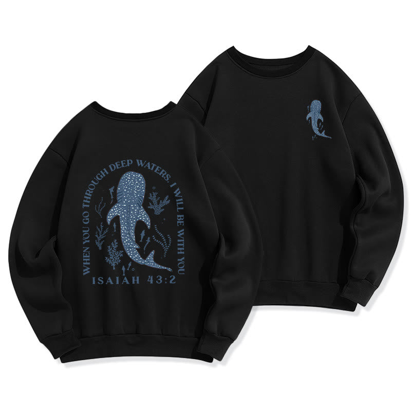 Christianartworkshop Modern Colored Style Faith Beneath the Waves Fleece Lined Polyester Sweatshirt - Black - 2XL - image 6