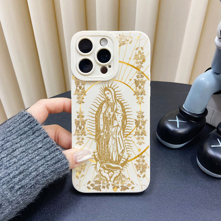 Christianartworkshop Elegant Shining Faith Virgin Mary Phone Case: Catholic Devotion Gift - White Gold - iPhone 16Pro Max - image 8