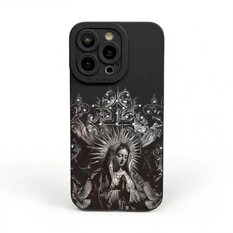 Christianartworkshop Sacred Virgin Mary Cross Gothic Style Protective Phone Case - iPhone 16Pro Max - image 1