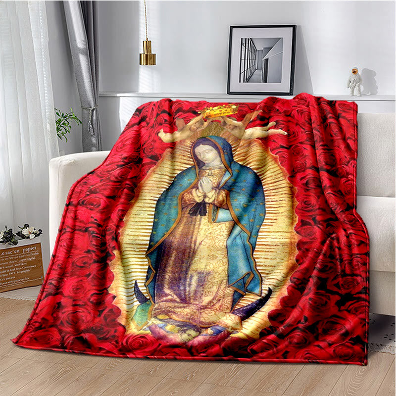 Christianartworkshop Blessed Virgin of Guadalupe Cozy Flannel Blanket: Warmth for Your Home - C - 264x228cm - image 2