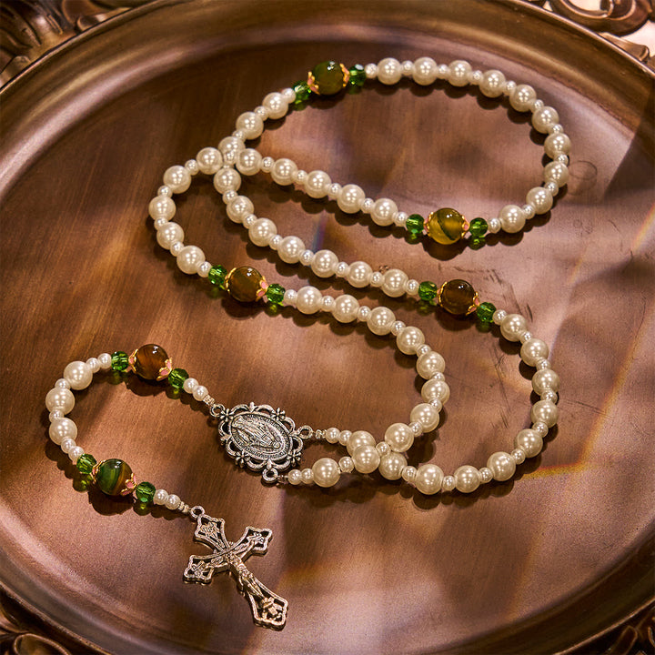 Christianartworkshop Floral Grace Our Lady Rosary with Pink & Purple Beads Accents - image 10