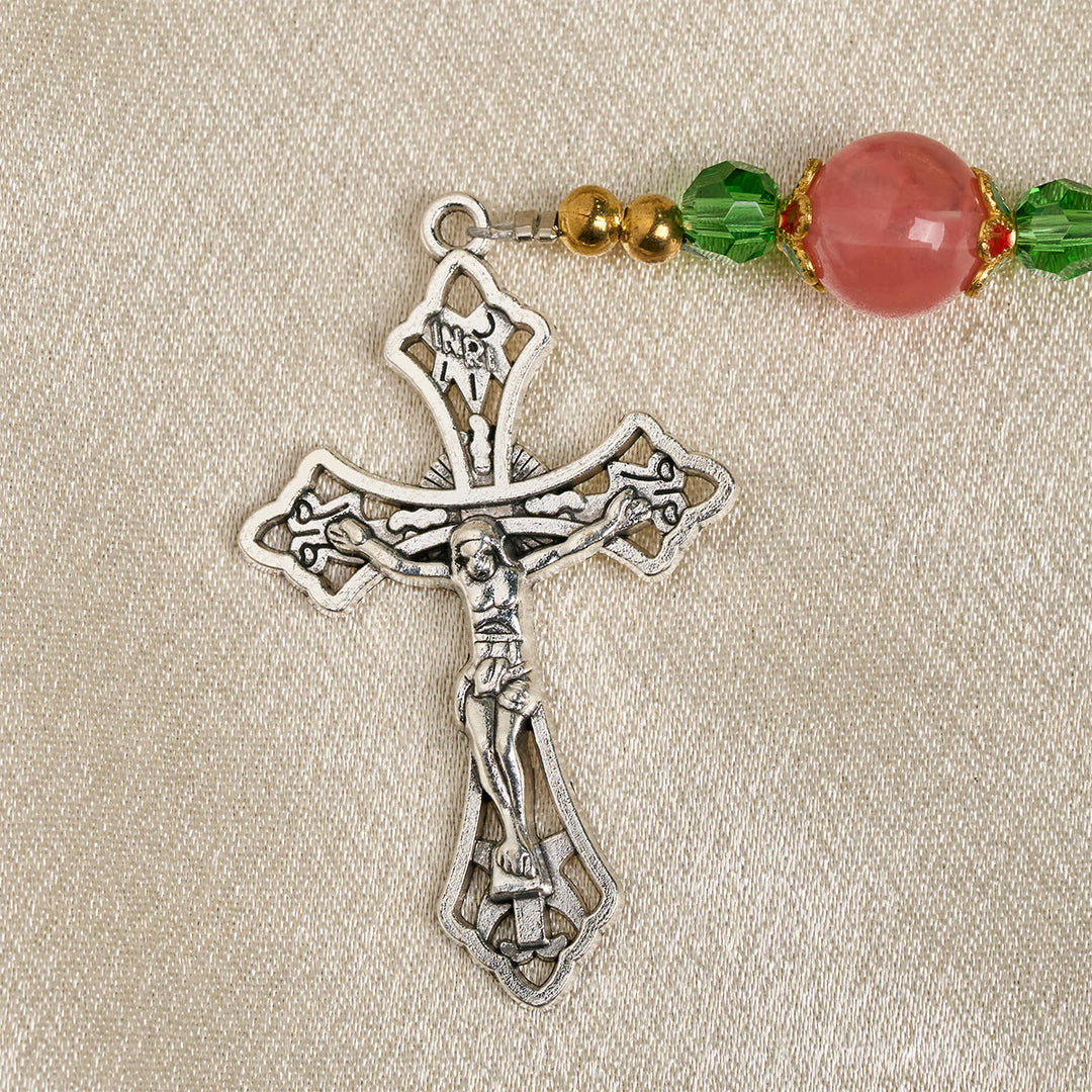 Christianartworkshop Floral Grace Our Lady Rosary with Pink & Purple Beads Accents - image 8