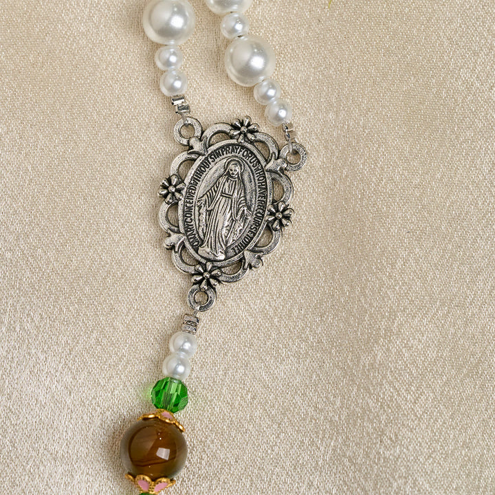 Christianartworkshop Floral Grace Our Lady Rosary with Pink & Purple Beads Accents - image 17