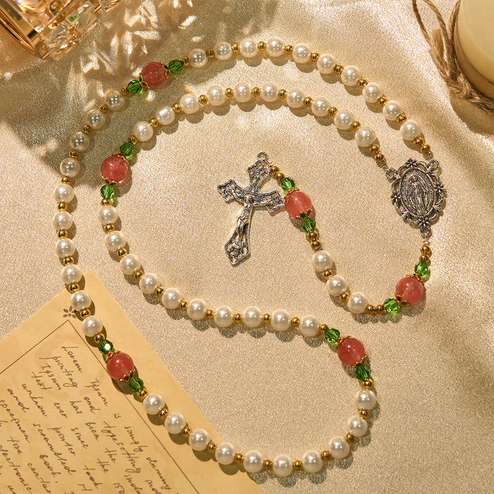 Christianartworkshop Floral Grace Our Lady Rosary with Pink & Purple Beads Accents - image 3