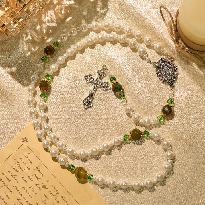 Christianartworkshop Floral Grace Our Lady Rosary with Pink & Purple Beads Accents - image 13