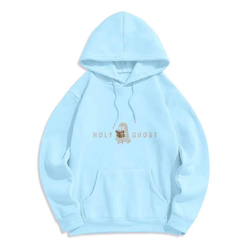 Christianartworkshop Holy Ghost Whimsical Ghost Art Fleece Lined Polyester Hoodie - Blue - 2XL - image 6