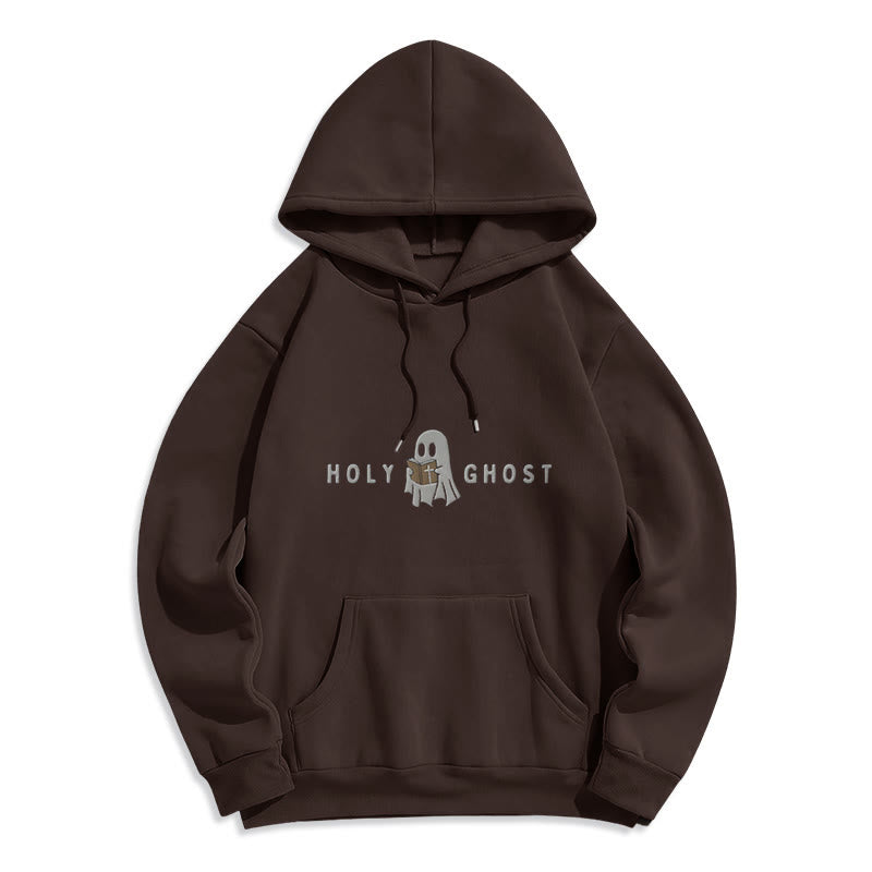 Christianartworkshop Holy Ghost Whimsical Ghost Art Fleece Lined Polyester Hoodie - Brown - 2XL - image 0