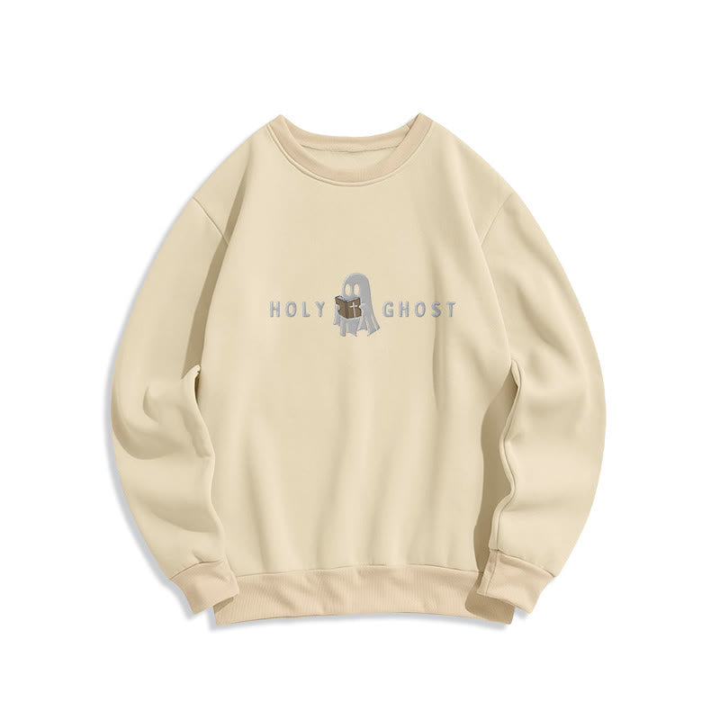 Christianartworkshop Holy Ghost Whimsical Ghost Art Fleece Lined Polyester Sweatshirt - Beige - 2XL - image 3