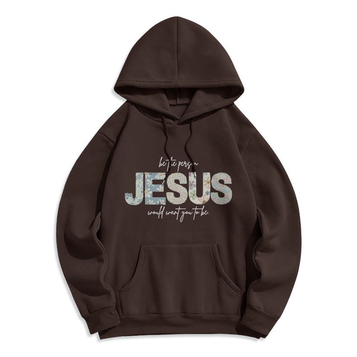 Christianartworkshop Floral Faith Jesus-Centered Fleece Lined Polyester Hoodie - Brown - 2XL - image 4