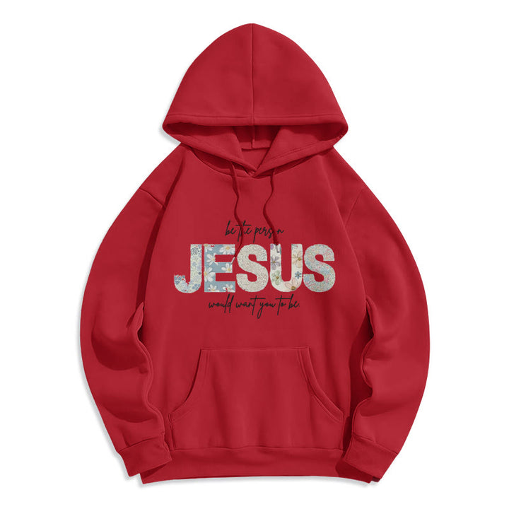 Christianartworkshop Floral Faith Jesus-Centered Fleece Lined Polyester Hoodie - Red - 2XL - image 3