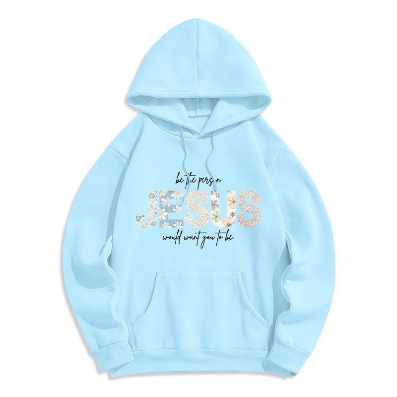 Christianartworkshop Floral Faith Jesus-Centered Fleece Lined Polyester Hoodie - Blue - 2XL - image 7