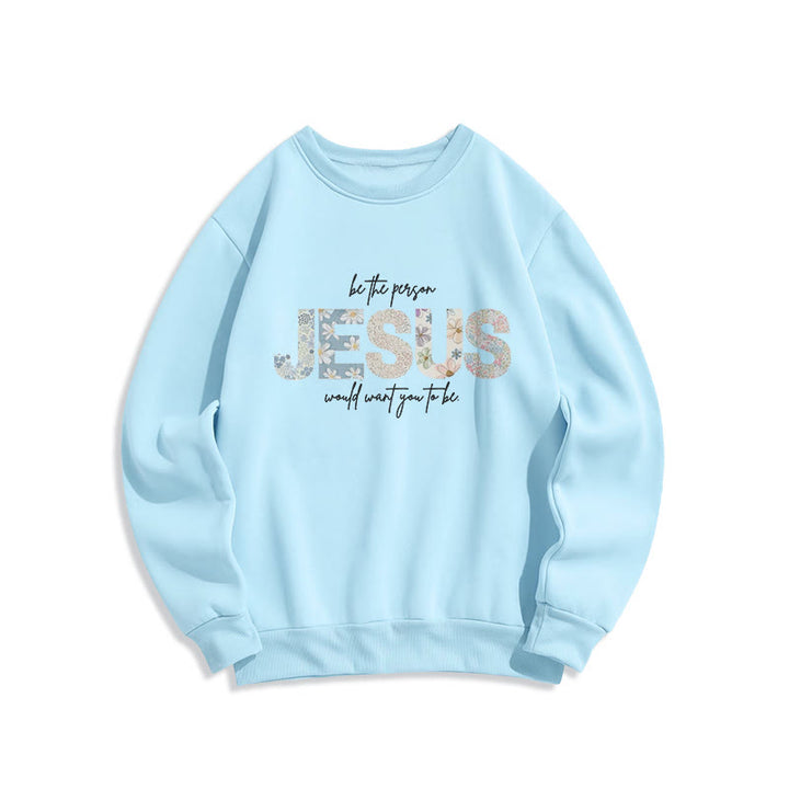 Christianartworkshop Floral Faith Jesus-Centered Fleece Lined Polyester Sweatshirt - Blue - 2XL - image 3