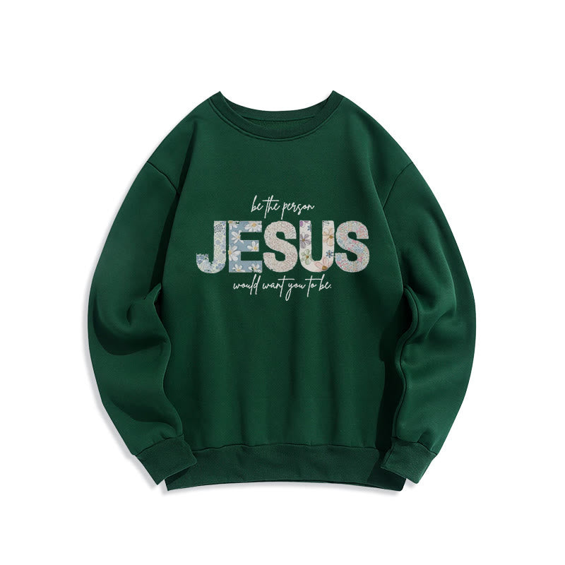 Christianartworkshop Floral Faith Jesus-Centered Fleece Lined Polyester Sweatshirt - Green - 2XL - image 5