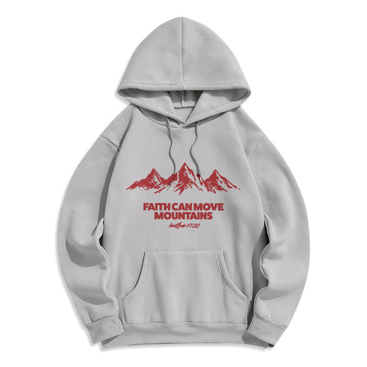 Christianartworkshop Faith Can Move Mountains Biblical Inspirational Fleece Lined Polyester Hoodie - Grey - 2XL - image 0