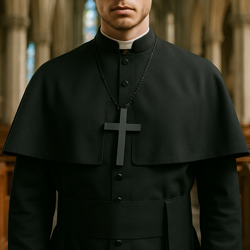 Christianartworkshop Multicolor Ceremonial Roman Soutane Clergy Robe: Medieval Priest Aesthetics - Black - 3XL - image 0
