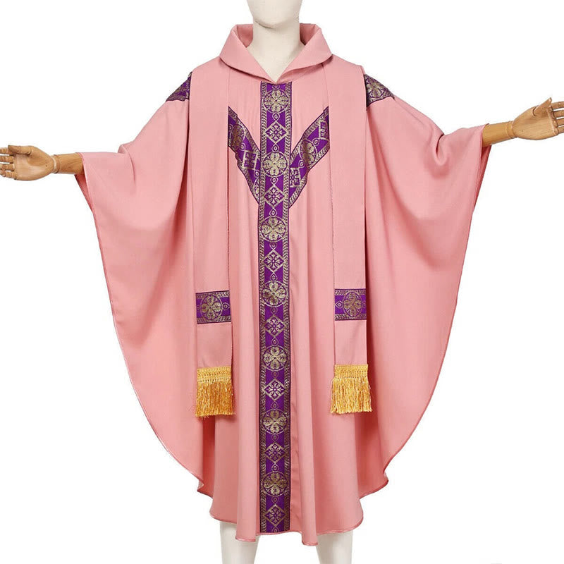 Christianartworkshop Medieval Cloak Clergy Robe with Golden Religious Patterns - image 14