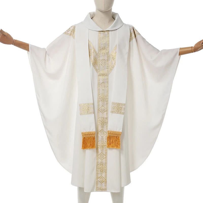 Christianartworkshop Medieval Cloak Clergy Robe with Golden Religious Patterns - image 8