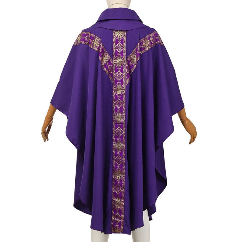 Christianartworkshop Medieval Cloak Clergy Robe with Golden Religious Patterns - image 12
