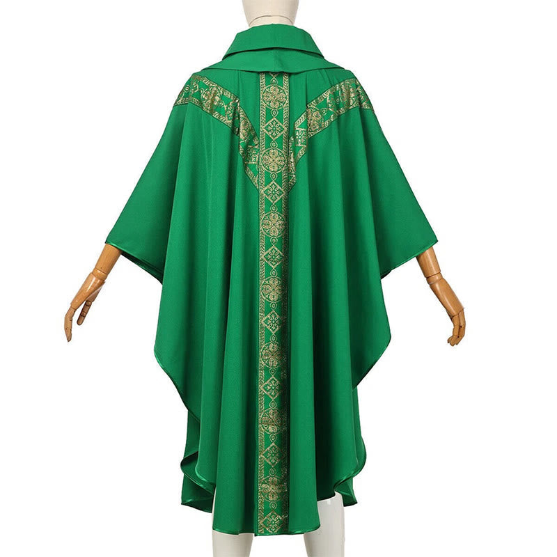 Christianartworkshop Medieval Cloak Clergy Robe with Golden Religious Patterns - image 7