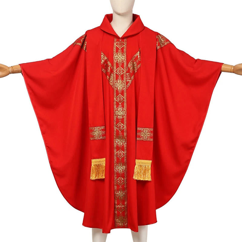 Christianartworkshop Medieval Cloak Clergy Robe with Golden Religious Patterns - image 2