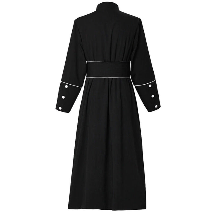 Christianartworkshop Ceremonial Black and White Stand Collar Clergy Robe with Belt & Cross Motifs - image 13