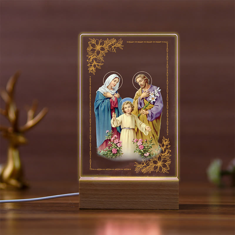 Christianartworkshop Holy Saints Icon Beechwood Base Night Light of Faithful Guardian - J - image 9